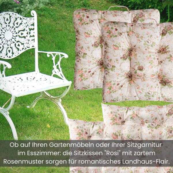 Sitzkissen "Rosi" 40x40 cm Rosen 4cm