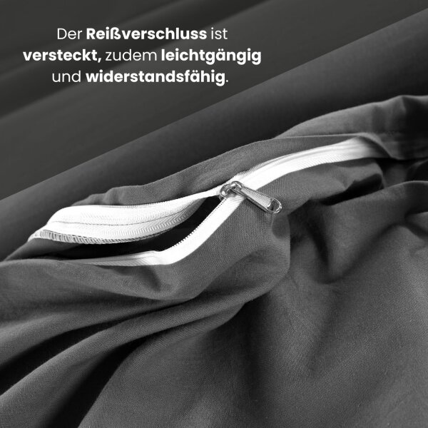 Bettwäsche Renforce "Stone Washed" dunkelgrau