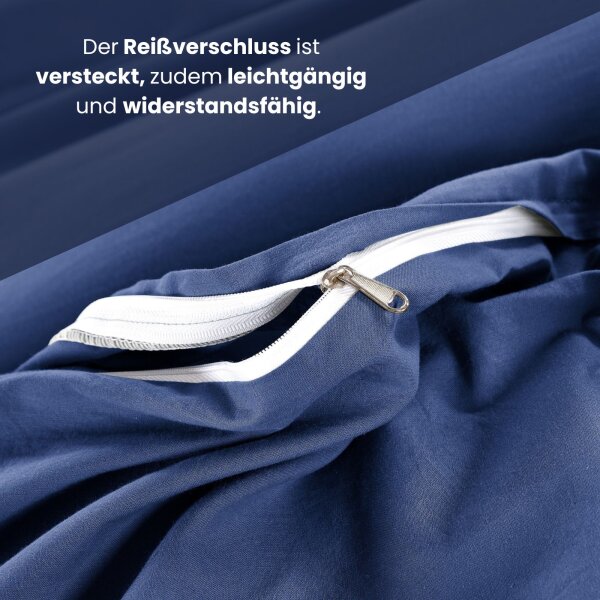 Bettwäsche Renforce "Stone Washed" blau