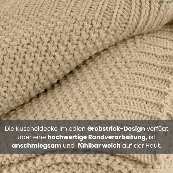 Strickdecke beige