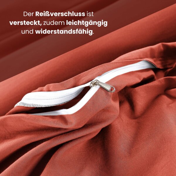 Bettwäsche Renforce "Stone Washed" rot