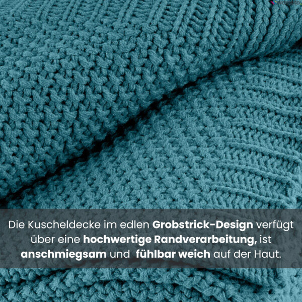 Strickdecke türkis