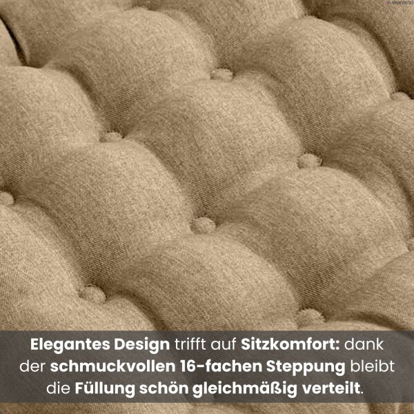 Sitzkissen mit 16-Punkt-Steppung 40x40 beige