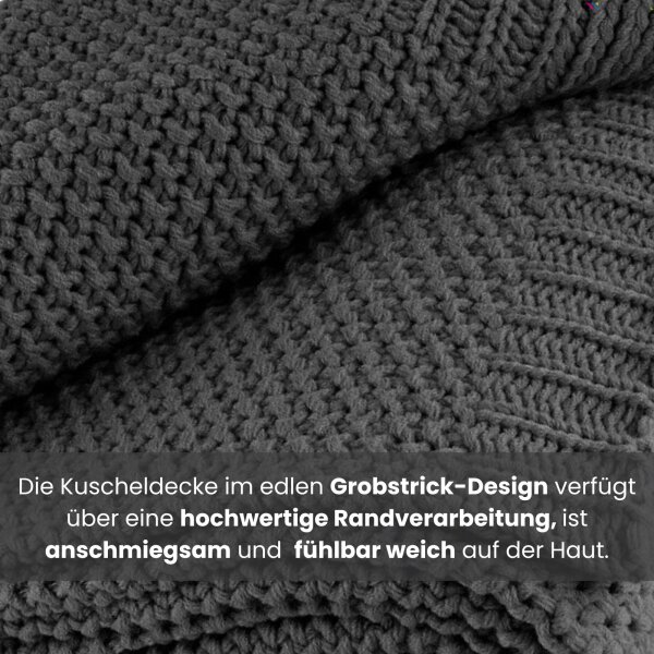 Strickdecke dunkelgrau