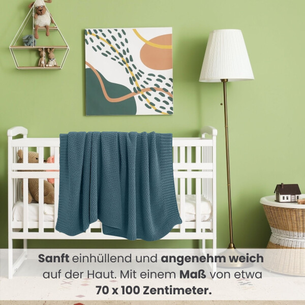 Baby-Strickdecke 70x100 türkis