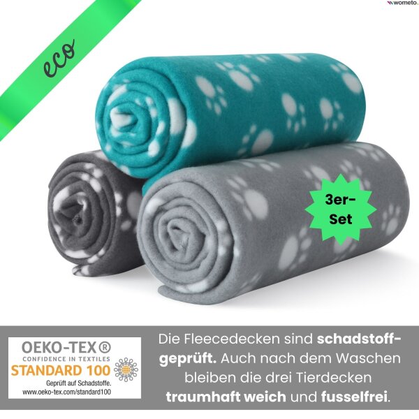 3er Set Tierdecke eco-line aus 100% recyceltem Fleece