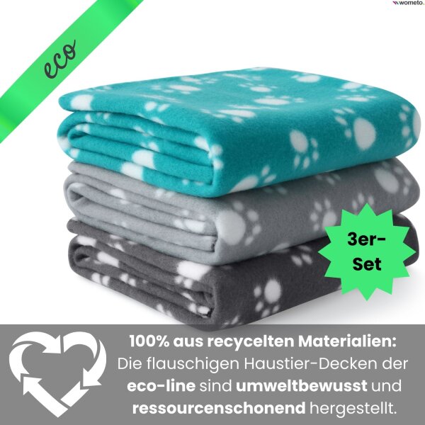 3er Set Tierdecke eco-line aus 100% recyceltem Fleece