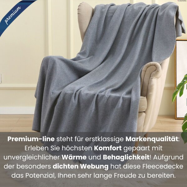 Fleecedecke premium-line melange grau