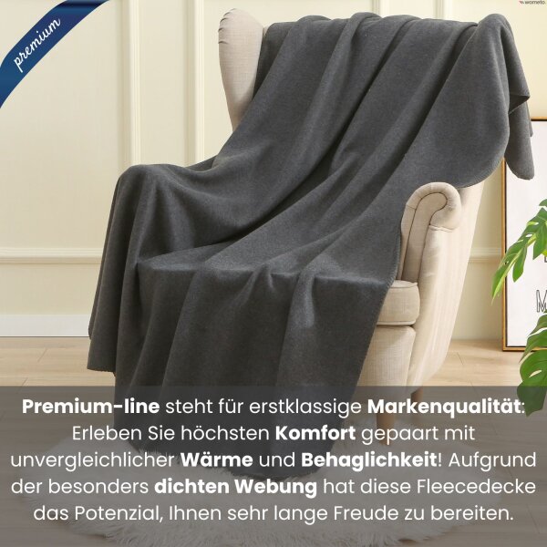 Fleecedecke premium-line melange dunkelgrau