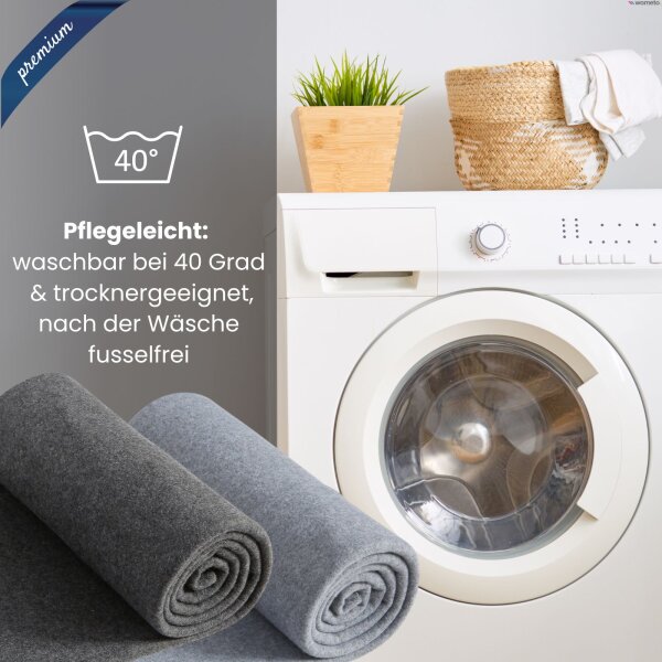 Fleecedecke premium-line melange - grau 130x160 - mit Logo-Druck