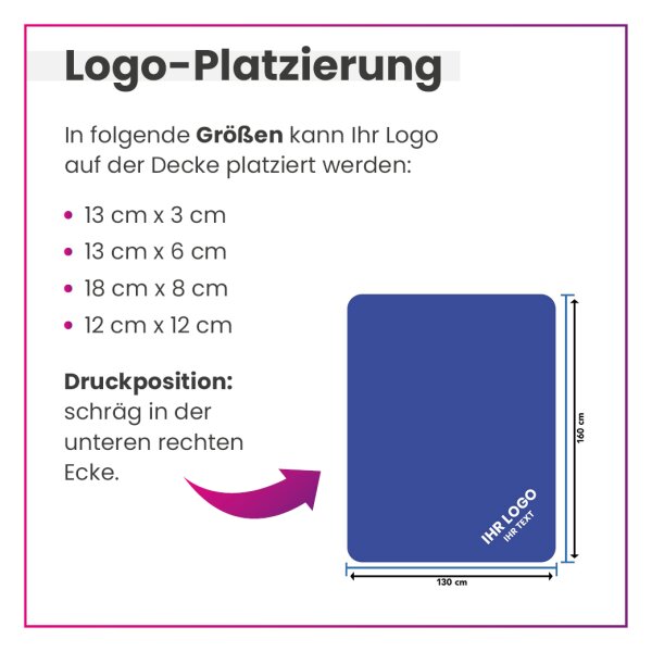 Fleecedecke premium-line melange - grau 130x160 - mit Logo-Druck