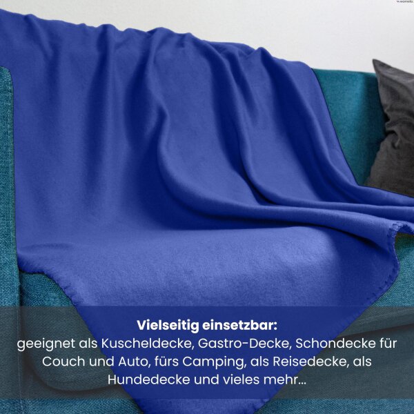 Fleecedecke dunkelblau mit Spruch-Banderole