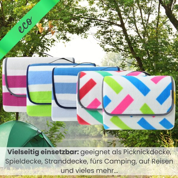 Picknickdecke XXL 200x200 Streifen pink