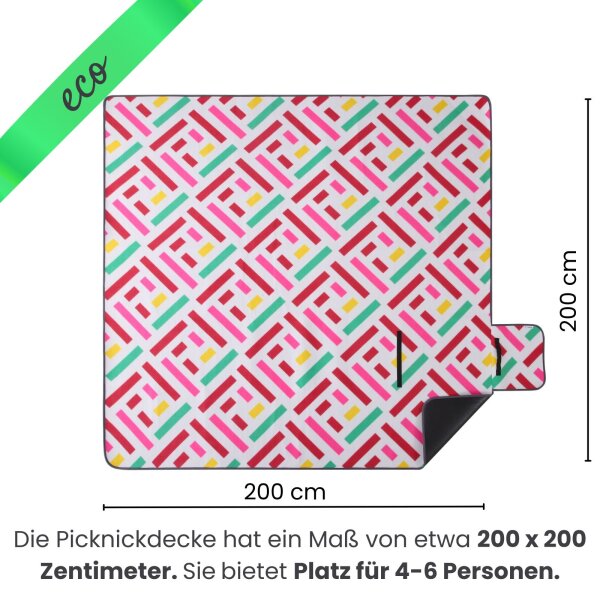 Picknickdecke XXL 200x200 Grafik pink