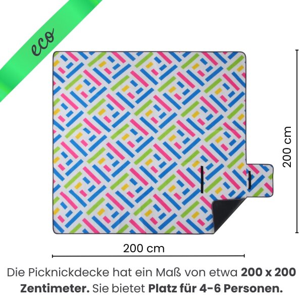 Picknickdecke XXL 200x200 Grafik blau